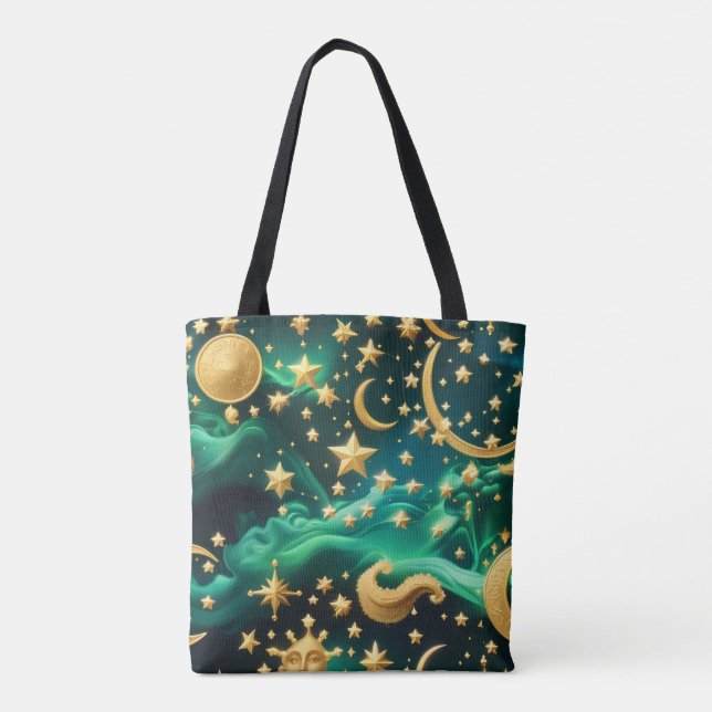 Tote da Lua Cósmica Esmeralda para Fãs de Astrolog (Verso)