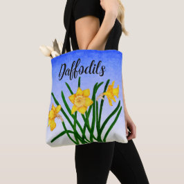 Tote Daffodil Floral Watercolor Bolsa Ba