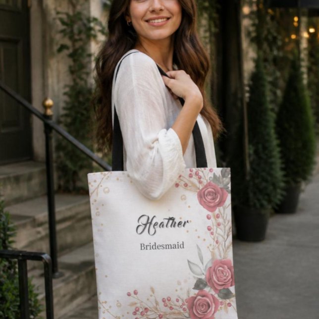 Tote de dama de honra floral Rosa Suave (Criador carregado)
