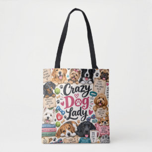 Tote Descrição da Bolsa Crazy Dog Lady: