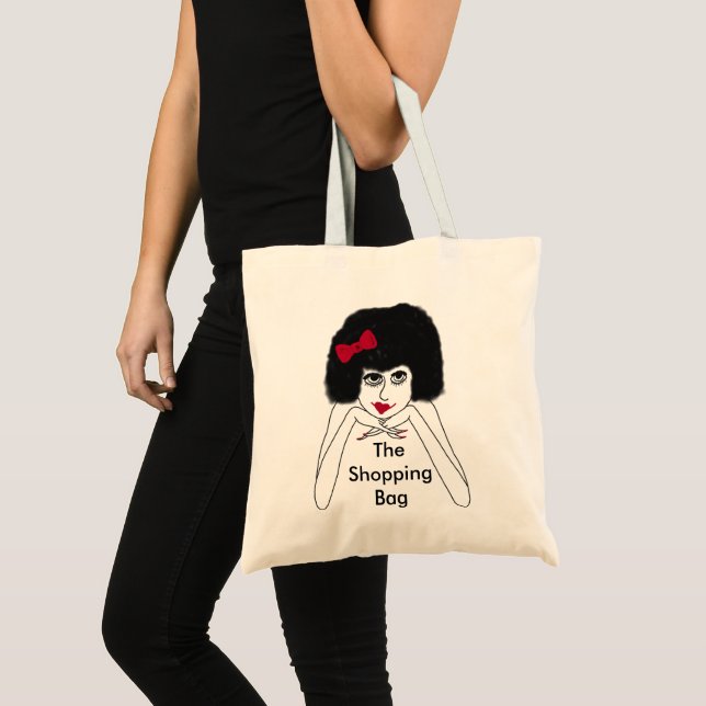 Tote Desenho de Lady da Bolsa de Compras Divertidas (Frente (produto))