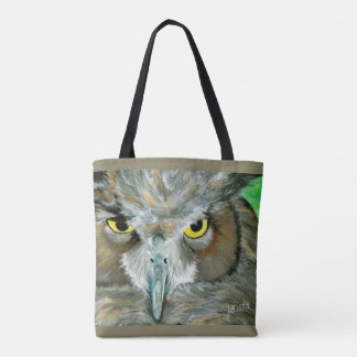 Tote Design da coruja: (Cerceta/Taupe) o bolsa frente e