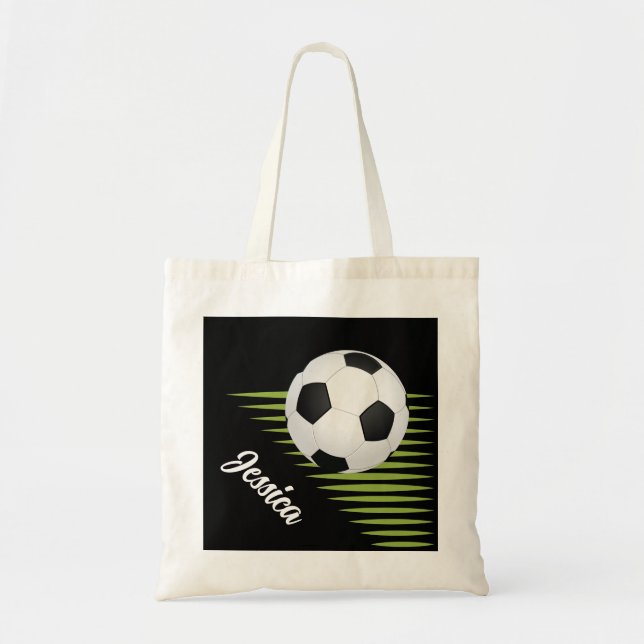 Tote Design de futebol personalizado com bolsa de nome  (Frente)