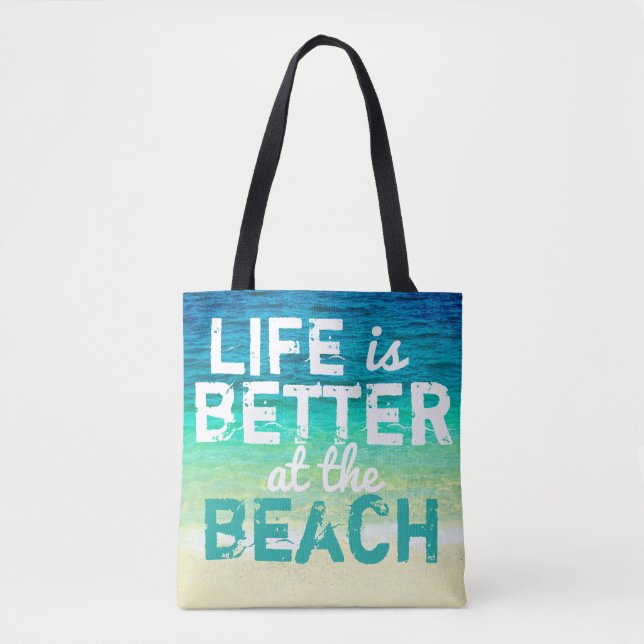 Tote design de tipografia bolsa de praia tropical (Frente)