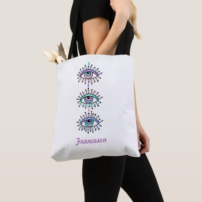Tote Design espiritual místico sobre Bolsa branco (Close Up)