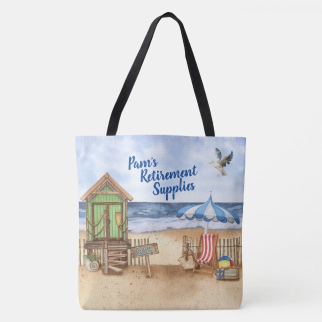 Tote Dia do Mar na praia Bolsa personalizada (Frente)
