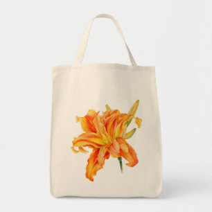 Tote Dia Lily, bolsa de flores laranja e verde