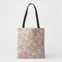 Tote do Padrão da Flor Retroativo - Rosa e Laranja