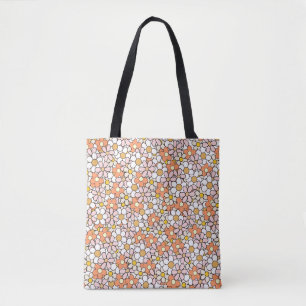 Tote do Padrão da Flor Retroativo - Rosa e Laranja