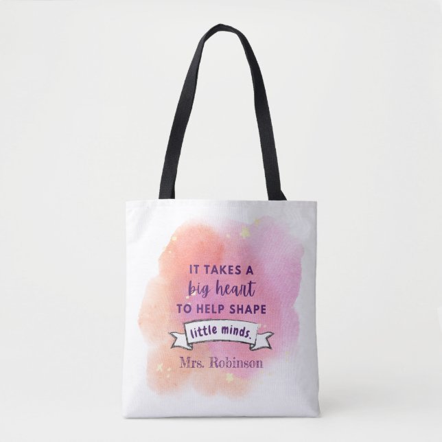Tote do professor personalizado de aquarela (Frente)