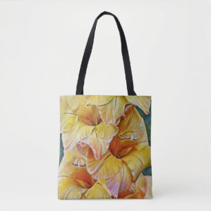 Tote Dourada Artsy Gladiolus Flowers Bolsa