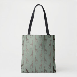 Tote Dourada Girafa na Bolsa Verde Sage