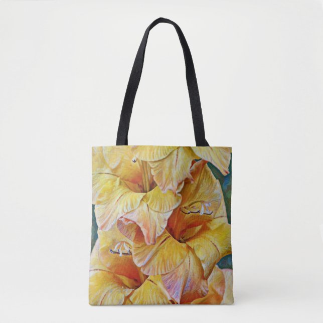 Tote Dourado Gladiolus Flores Amarelas Bolsa (Frente)