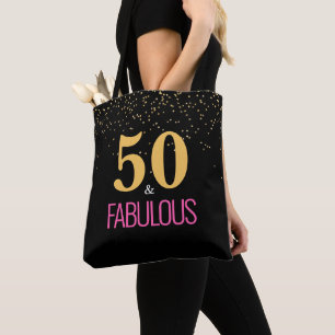Tote Dourado rosa 50 e fabuloso Bolsa de aniversário