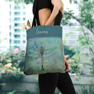 Tote Dragonfly personalizada com flores Bolsa B