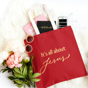 Tote É Tudo Sobre Jesus – Bolsa Elegante Vermelha e Dou