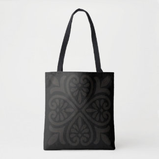 Tote Elegant Black-on-Black Gothic Floral Aestheti