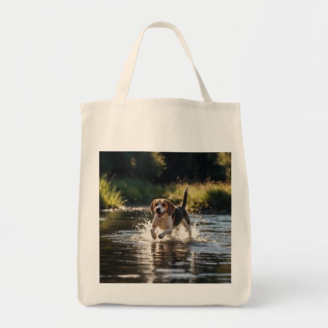 Tote Elegante Beagle Grocery Bolsa (Frente)