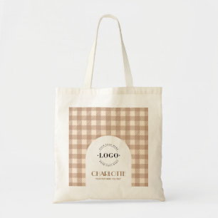 Tote Elegante bolsa preppy em gingado bege marrom com l