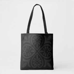 Tote Elegante Preto-no-Preto Floral Gótico Estétic