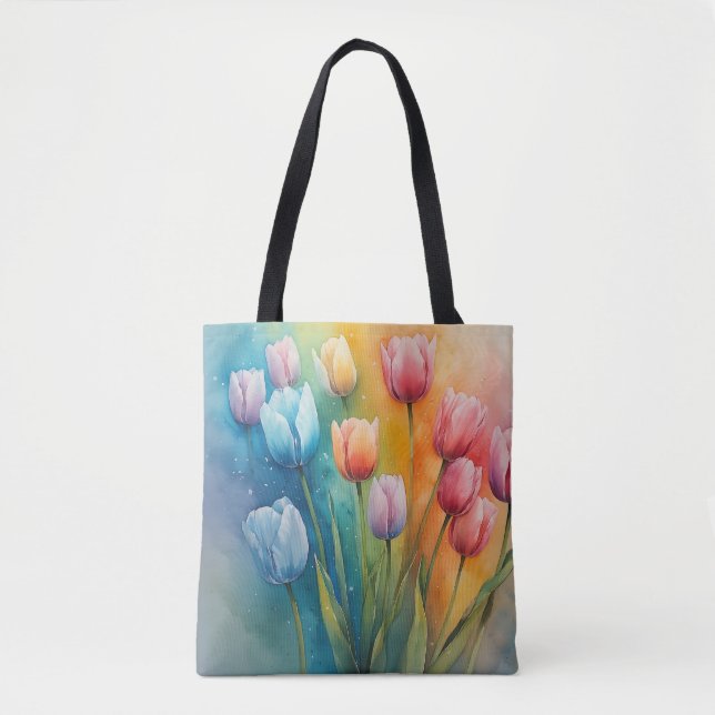 Tote Elegante Tulips aquarela Bolsa (Frente)