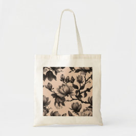 Tote Elegante Vintage Monocromo Magnolia Bolsa