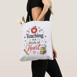 Tote Ensino é um Trabalho do Coração Design de Bolsa de