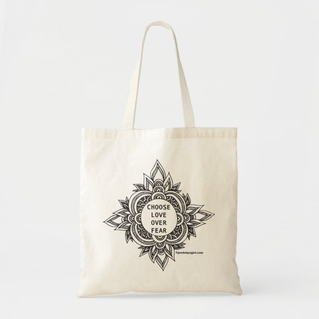 Tote Escolha a bolsa de compra da mandala do amor (Frente)