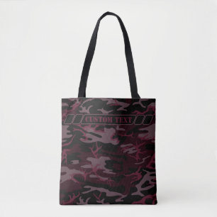 Tote Escuro - o bolsa vermelho de Camo com texto feito