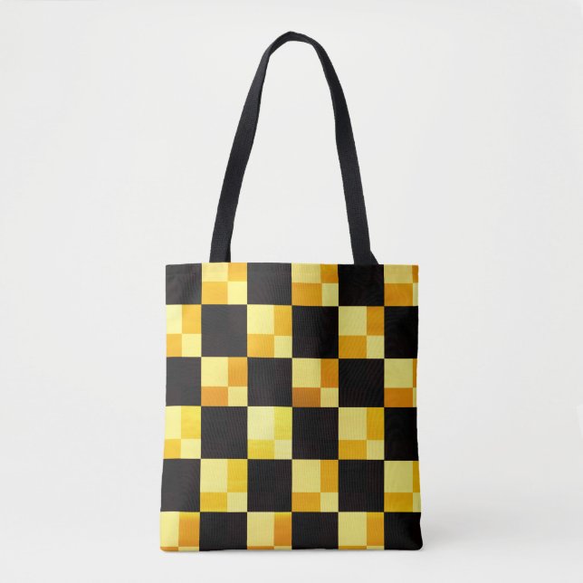 Tote Estilo de Arte Dourada Amarelo Preto Bolsa (Frente)