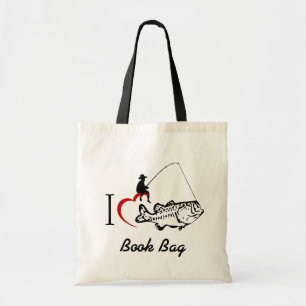Tote Eu adoro ir à bolsa do livro de pesca