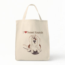 Eu adoro o bolsa da mercearia do Basset Hounds