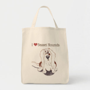 Tote Eu adoro o bolsa da mercearia do Basset Hounds