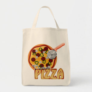 Tote Eu amo a pizza - o bolsa orgânico do mantimento