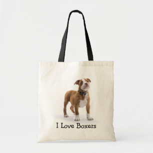 Tote Eu Amo Bolsa de Lona para Cachorrinho Boxer