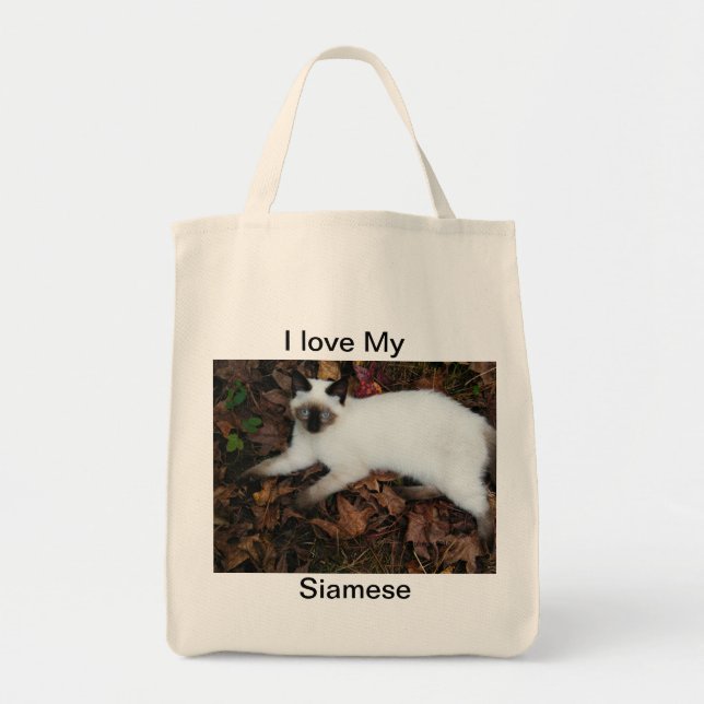 Tote Eu amo meu Siamese, (c) 2010 kgberry o bolsa (Frente)