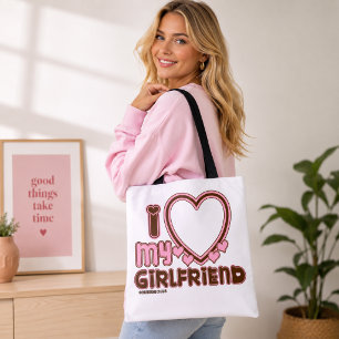 Tote Eu Amo Minha Namorada Bolsa marrone rosa
