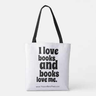 Tote Eu amo o bolsa dos livros (branco e o preto)
