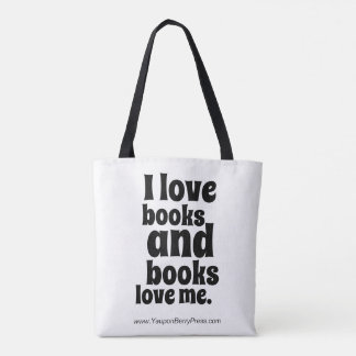 Tote Eu amo o bolsa dos livros (branco e o preto)
