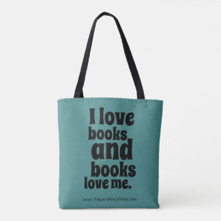 Tote Eu amo o bolsa dos livros (cerceta e o preto)