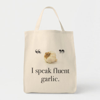 Tote "Eu falo o bolsa do mantimento do alho fluente"