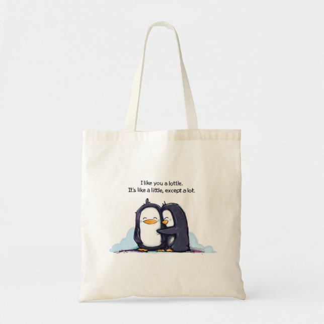 Tote Eu gosto de você pinguins de um Lottle - o bolsa (Frente)