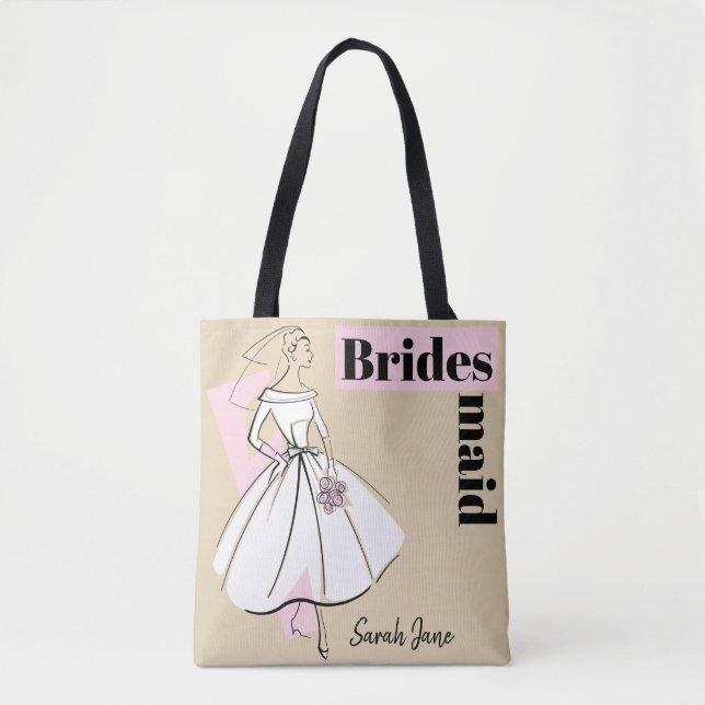 Tote Fashion Node Neutral Bridesmaid Name bolsa (Frente)