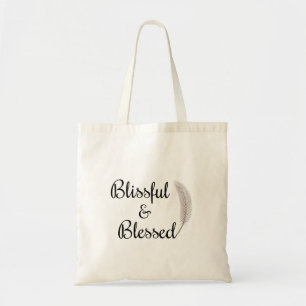 Tote Feliz e abençoado bolsa de beige do anjo congelado