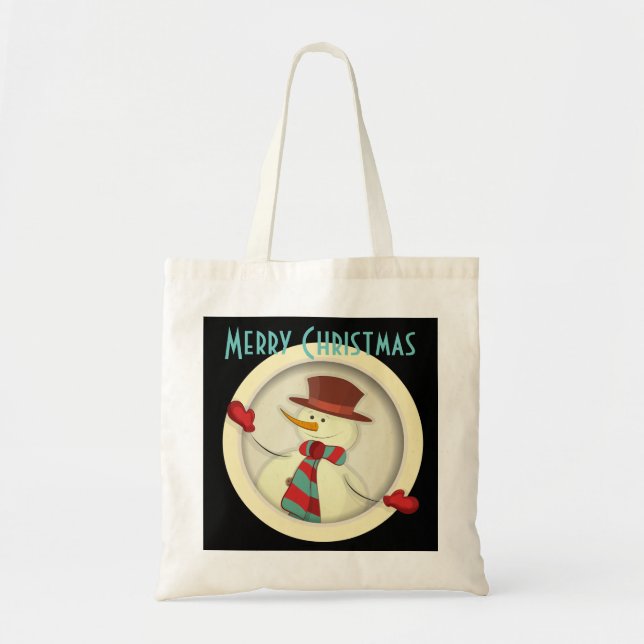 Tote Feliz Natal Snowman Bolsa (Frente)