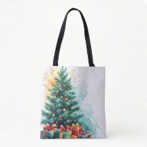 Feliz Natal Watercolor Art Bolsa