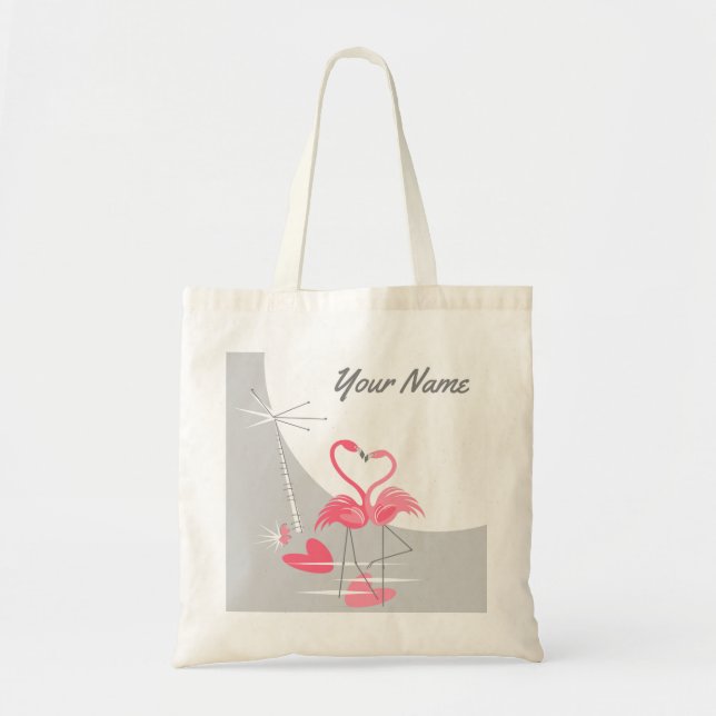 Tote Flamingo Love Large Moon Name bolsa (Frente)