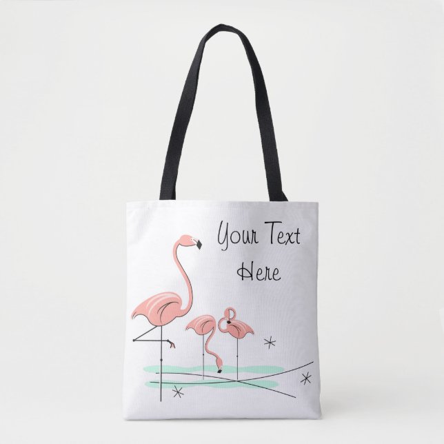 Tote Flamingo Ocean Trio 4 Texto por todo o bolsa (Frente)