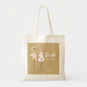 Tote Flamingo Wedding Bride Data orçamento bolsa