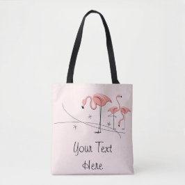 Tote Flamingos Rosa Trio 3 Texto por todo o bolsa